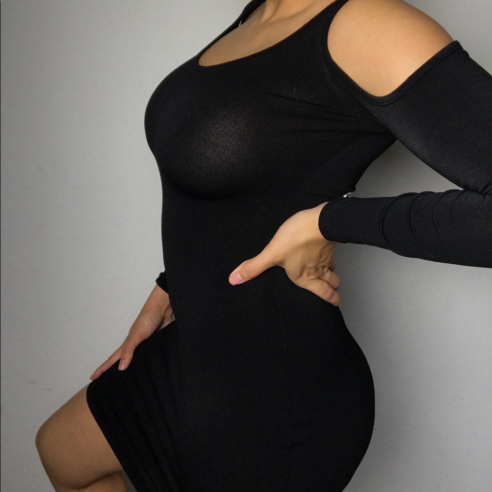 Cut out shoulders little black dress